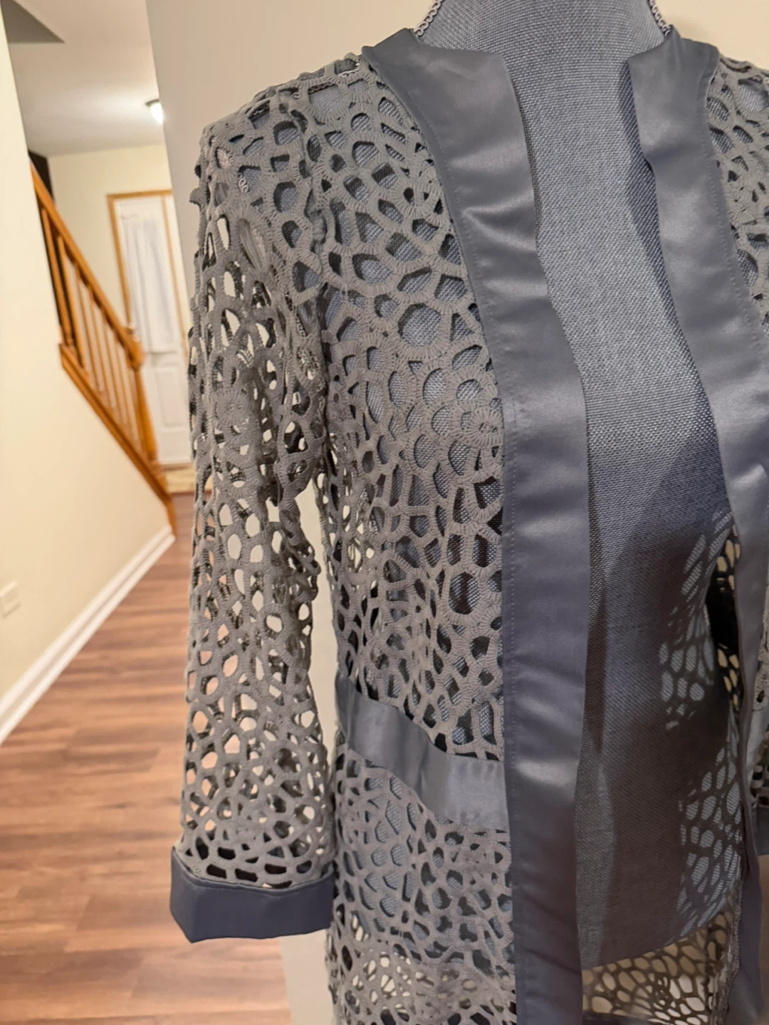 Gray Laser Cut Lace Cardigan size medium - photo 2