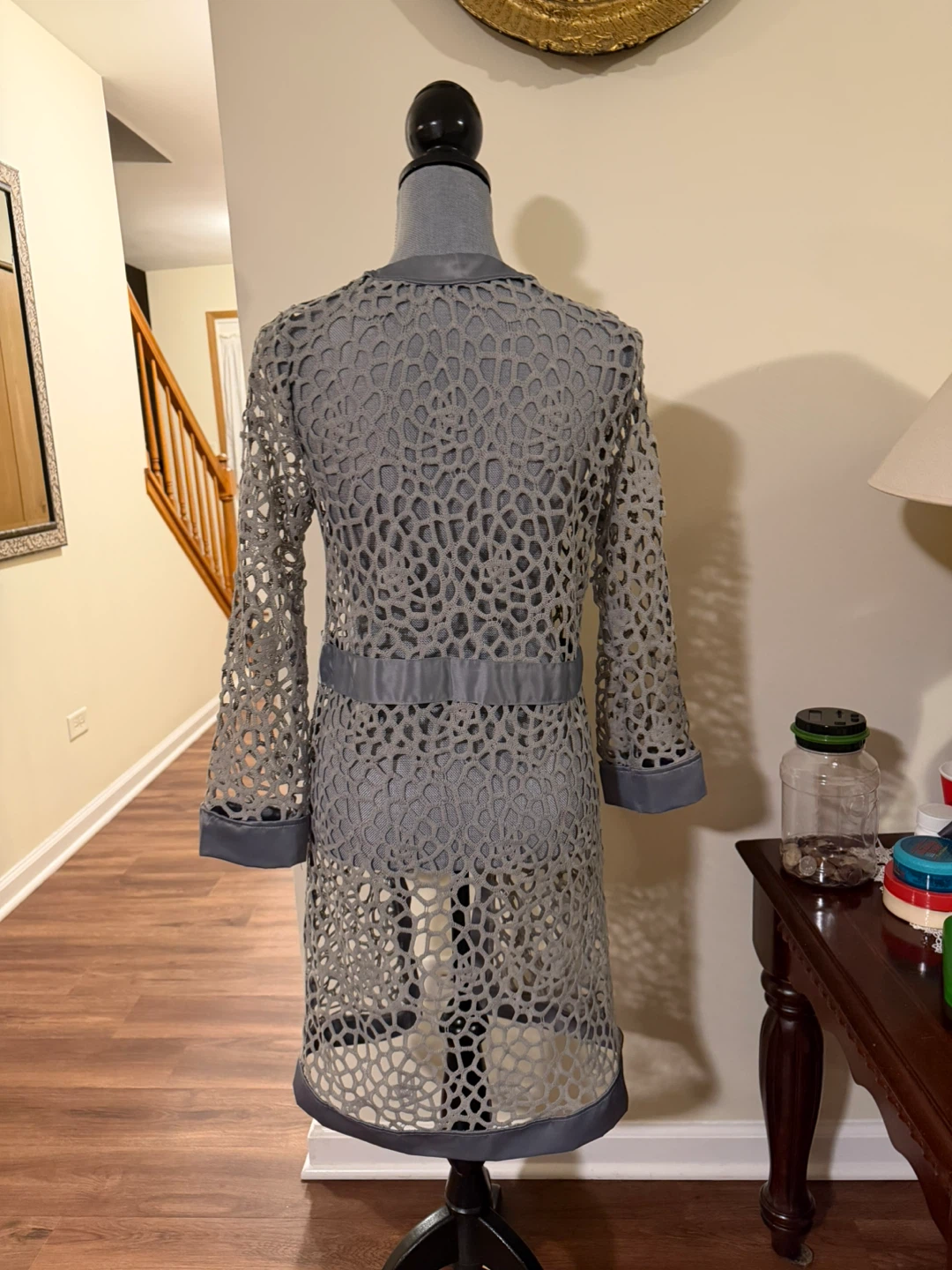 Gray Laser Cut Lace Cardigan size medium - photo 3