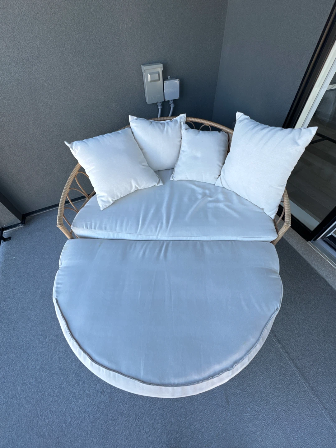 Rattan Outdoor Loveseat with Ottoman