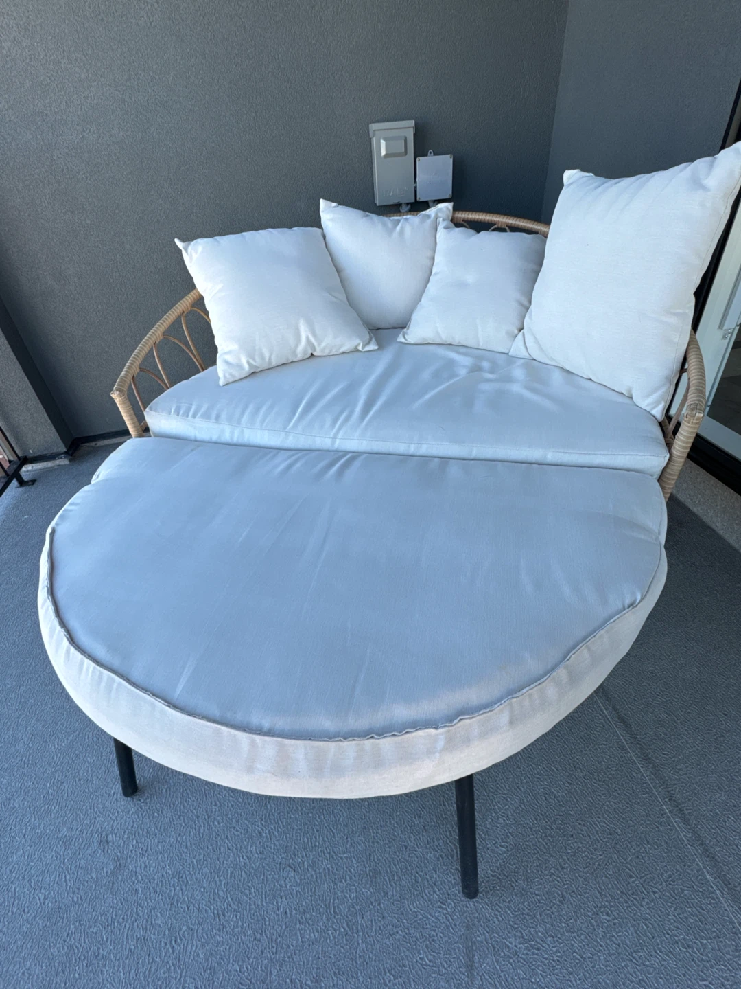 Rattan Outdoor Loveseat with Ottoman - photo 2