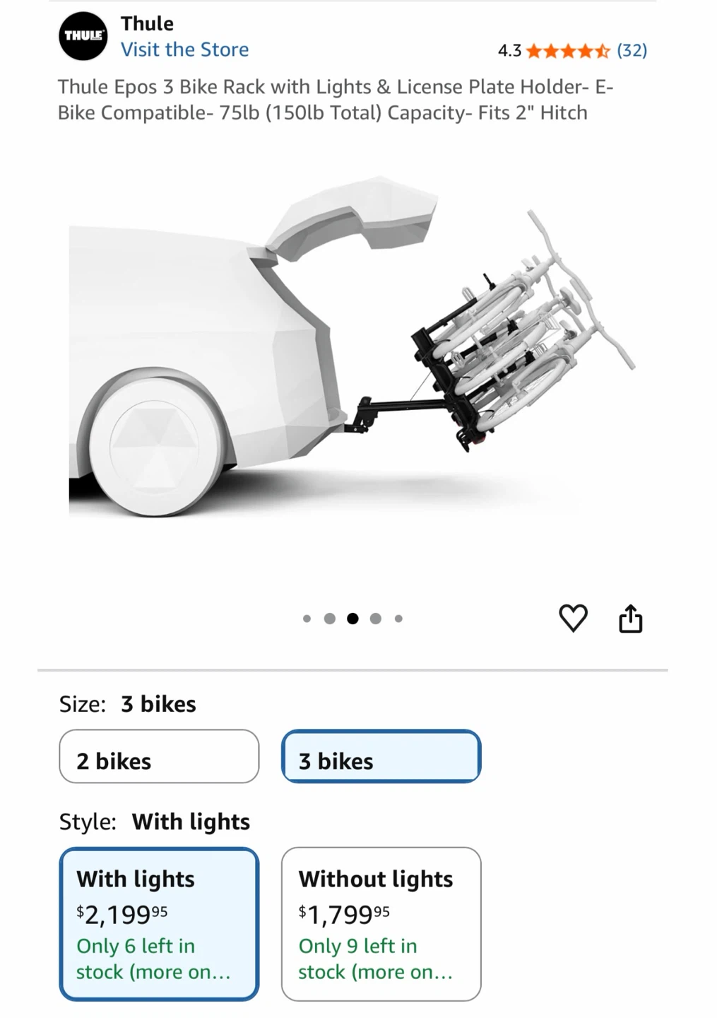 Thule Epos 3 Bike Rack with Lights - photo 3