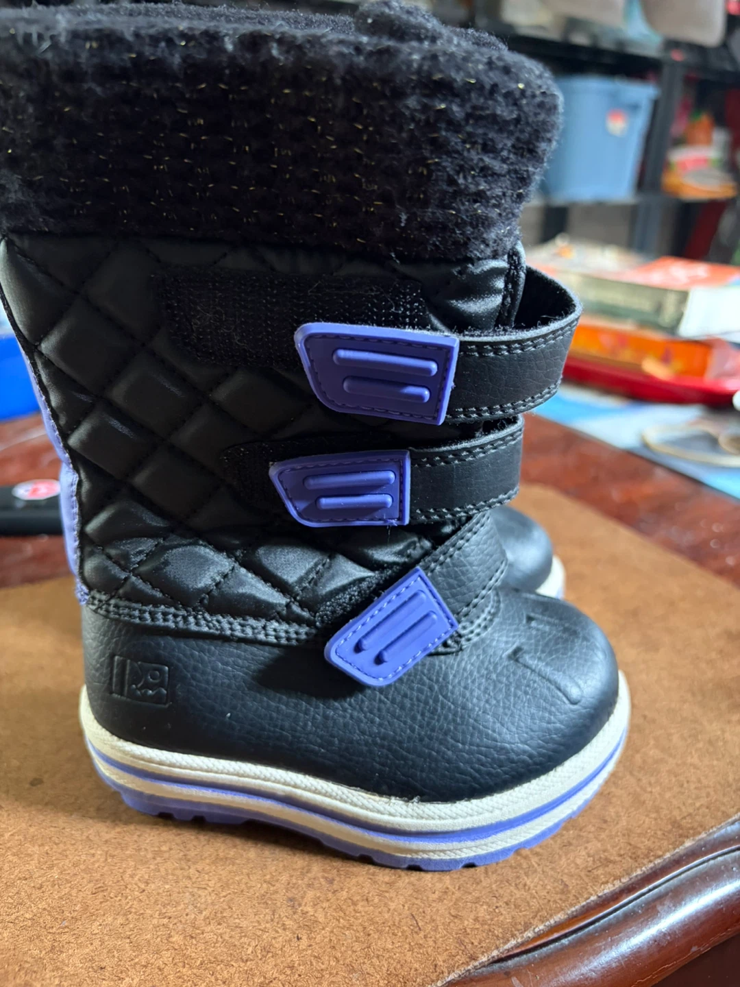Kids winter boots black and purple size 5 - photo 2