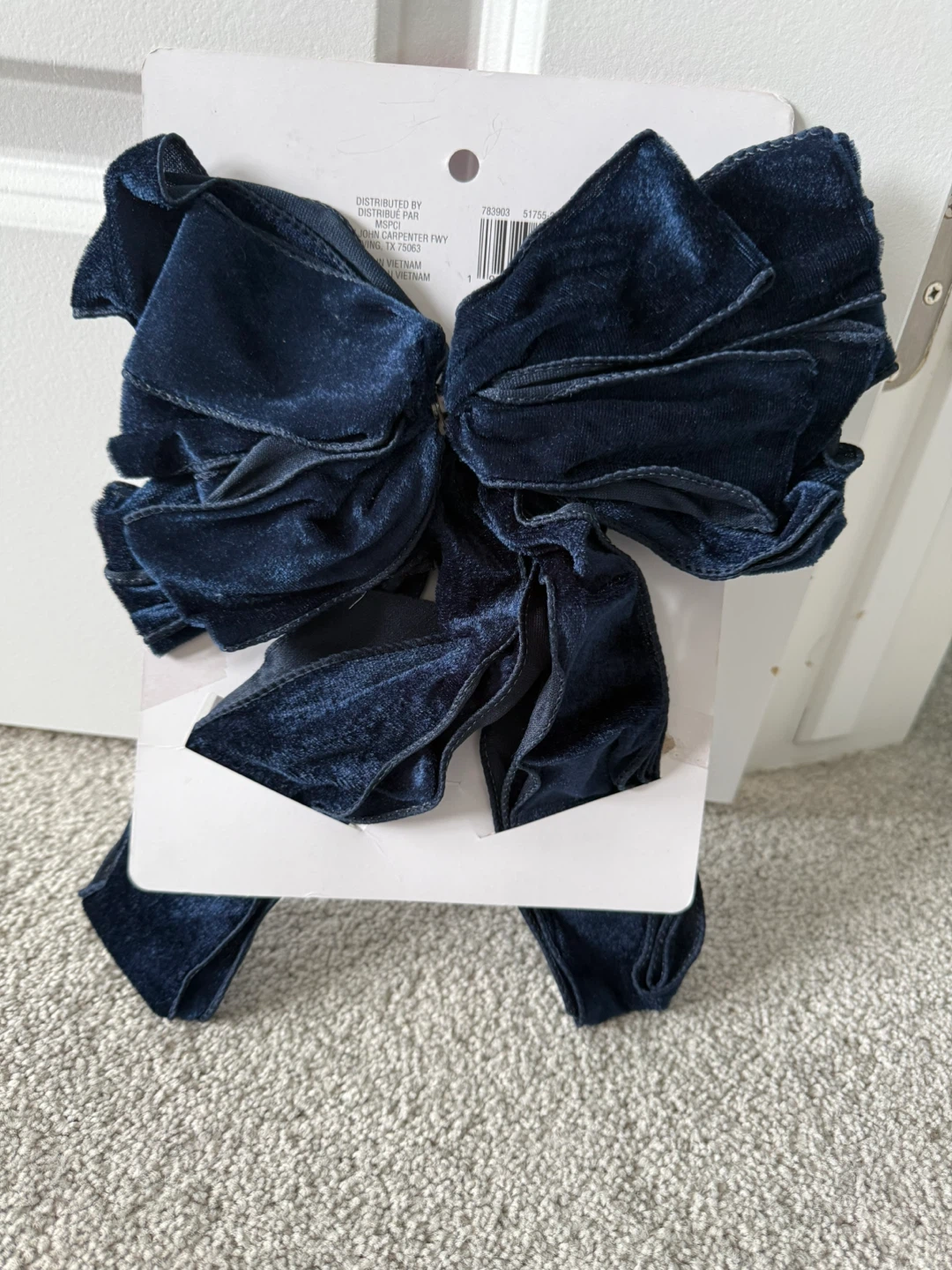 Navy Velvet tree bow