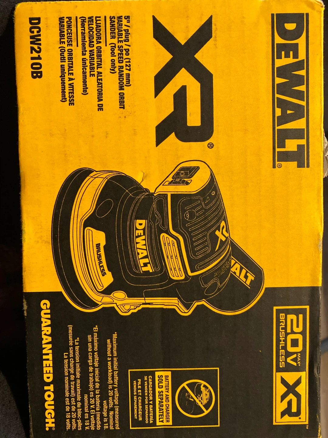 DEWALT XR 5" Variable Speed Random Orbit Sander DCW210B
