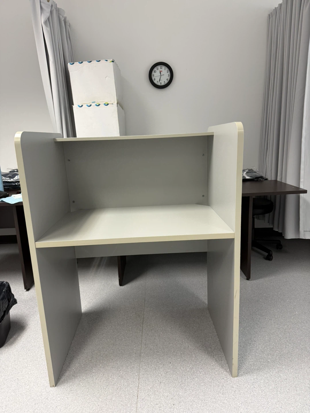 Grey cubicle desk