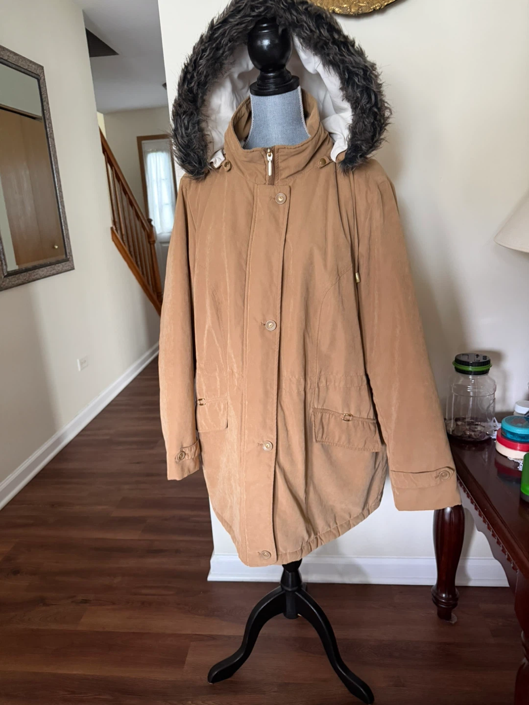 Tan hooded winter parka size 2X