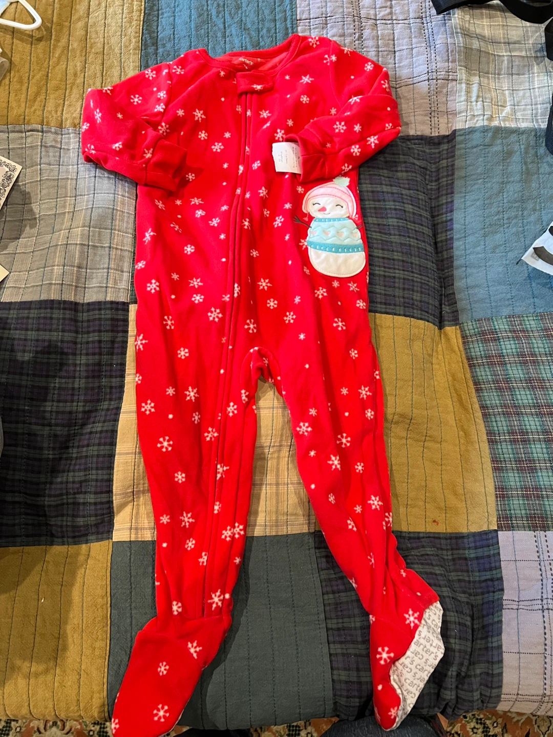 Carter's Red Snowflake Fleece Footed Pajamas 2T