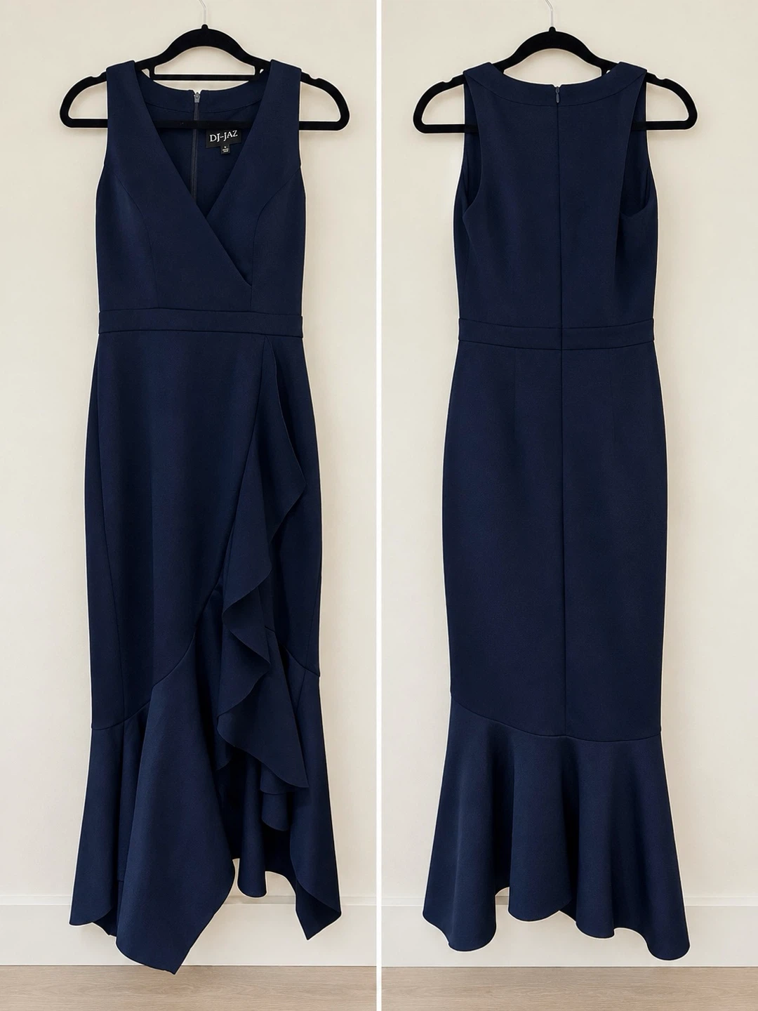 Navy Blue Ruffle Dress Size 4 DJ-JAZ