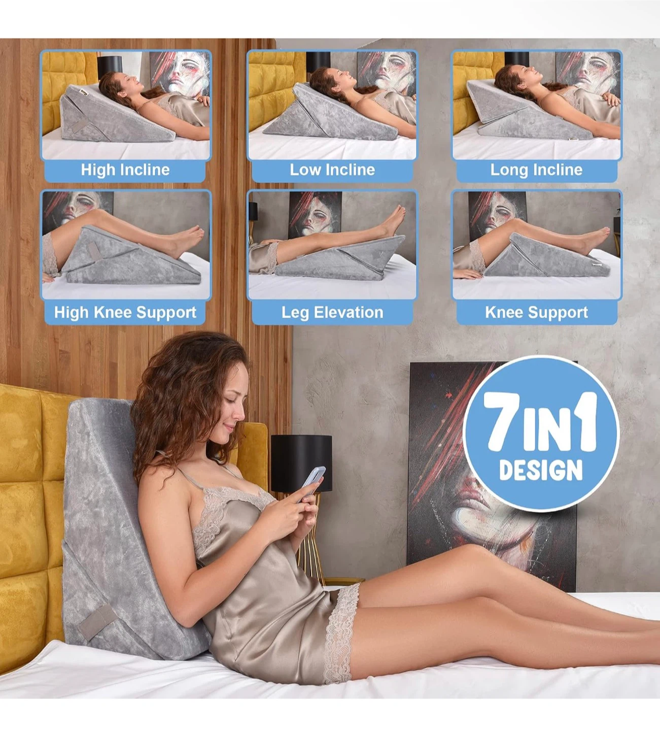 Ondekt 7-in-1 Memory Foam Bed Wedge Pillow - photo 2