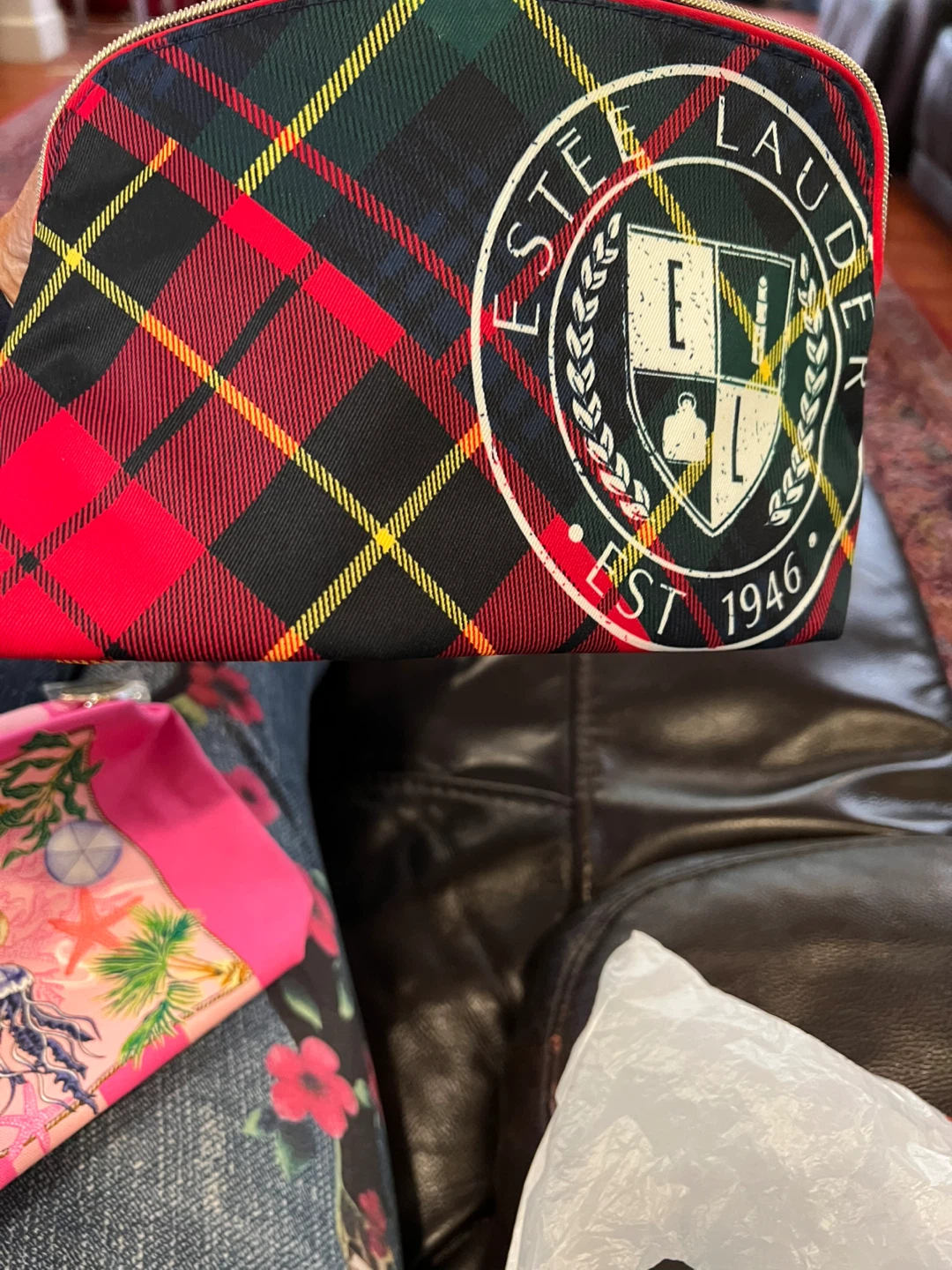 Estée Lauder Plaid Cosmetic Bag