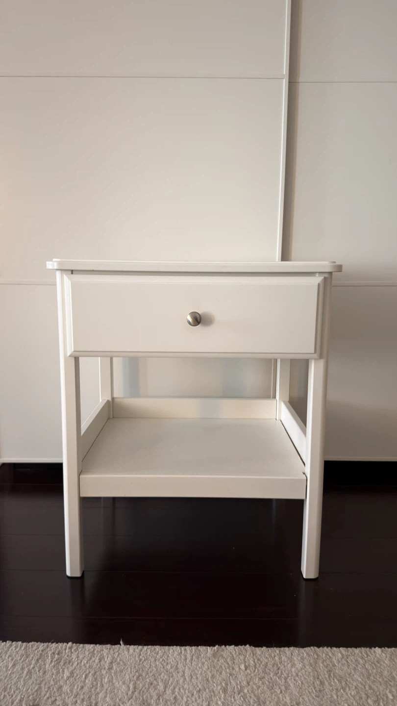 White Nightstand with Drawer - photo 2