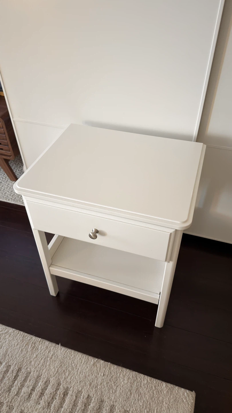White Nightstand with Drawer - photo 3