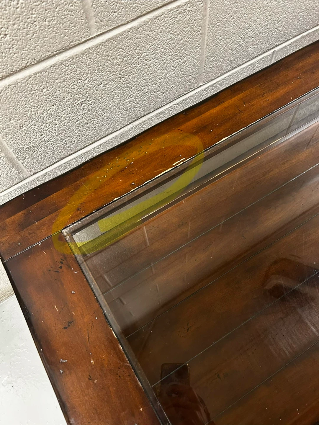 Large Wooden Coffee Table with Glass Top - photo 3