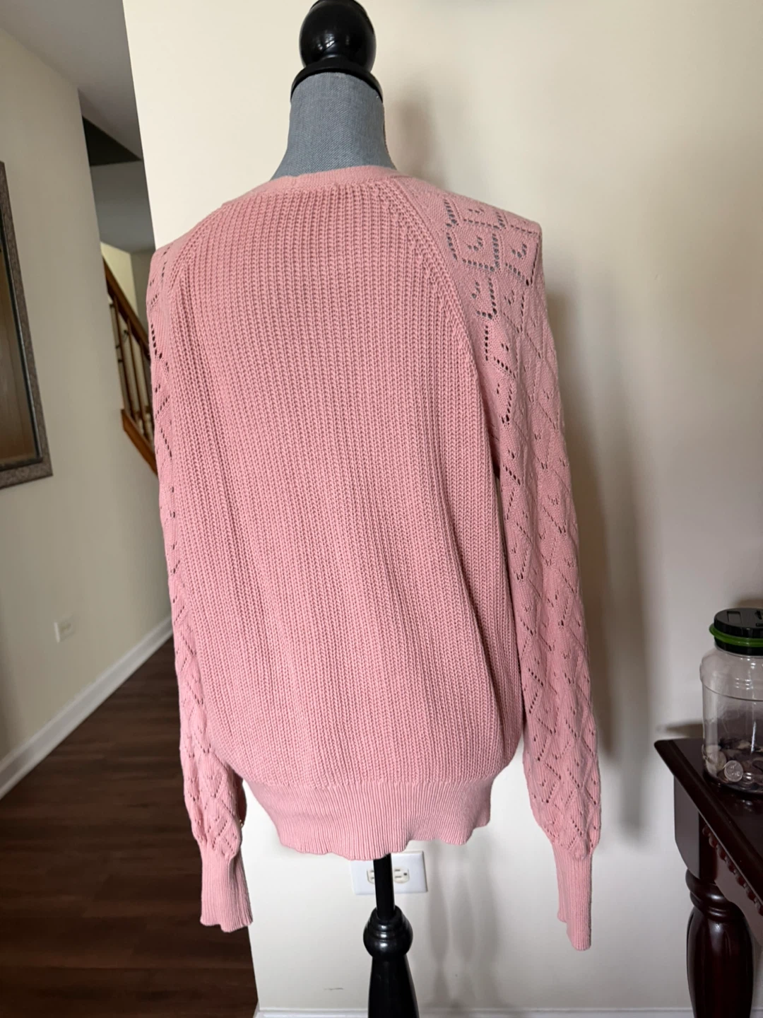 Pink V-Neck Cardigan Sweater size large - photo 2
