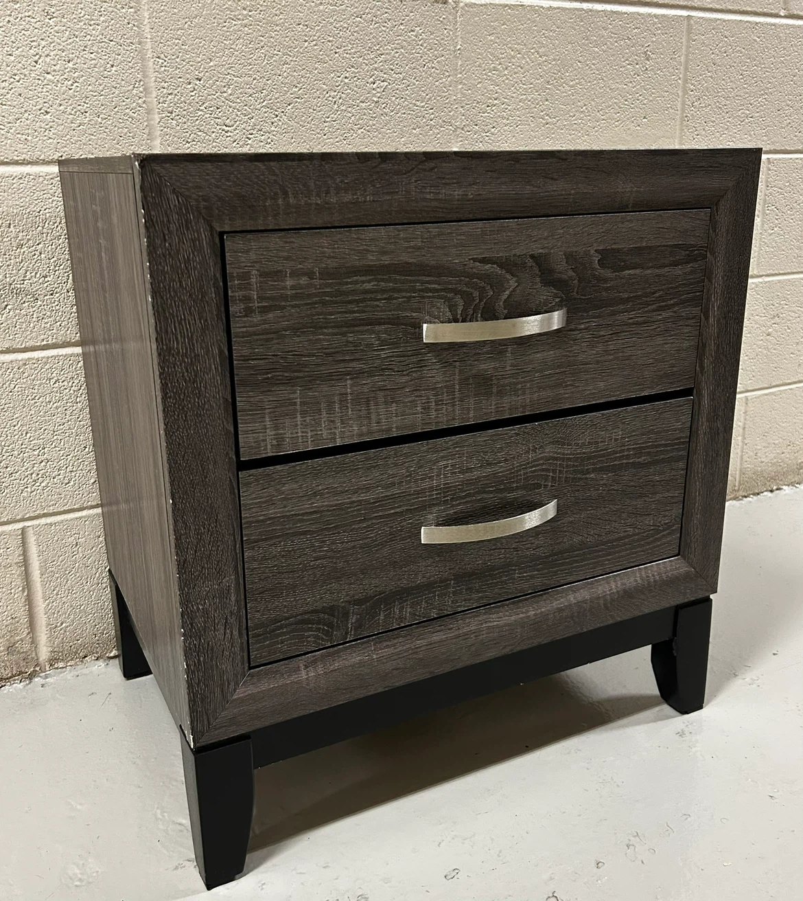 SALE Two-Drawer Nightstand gray wood