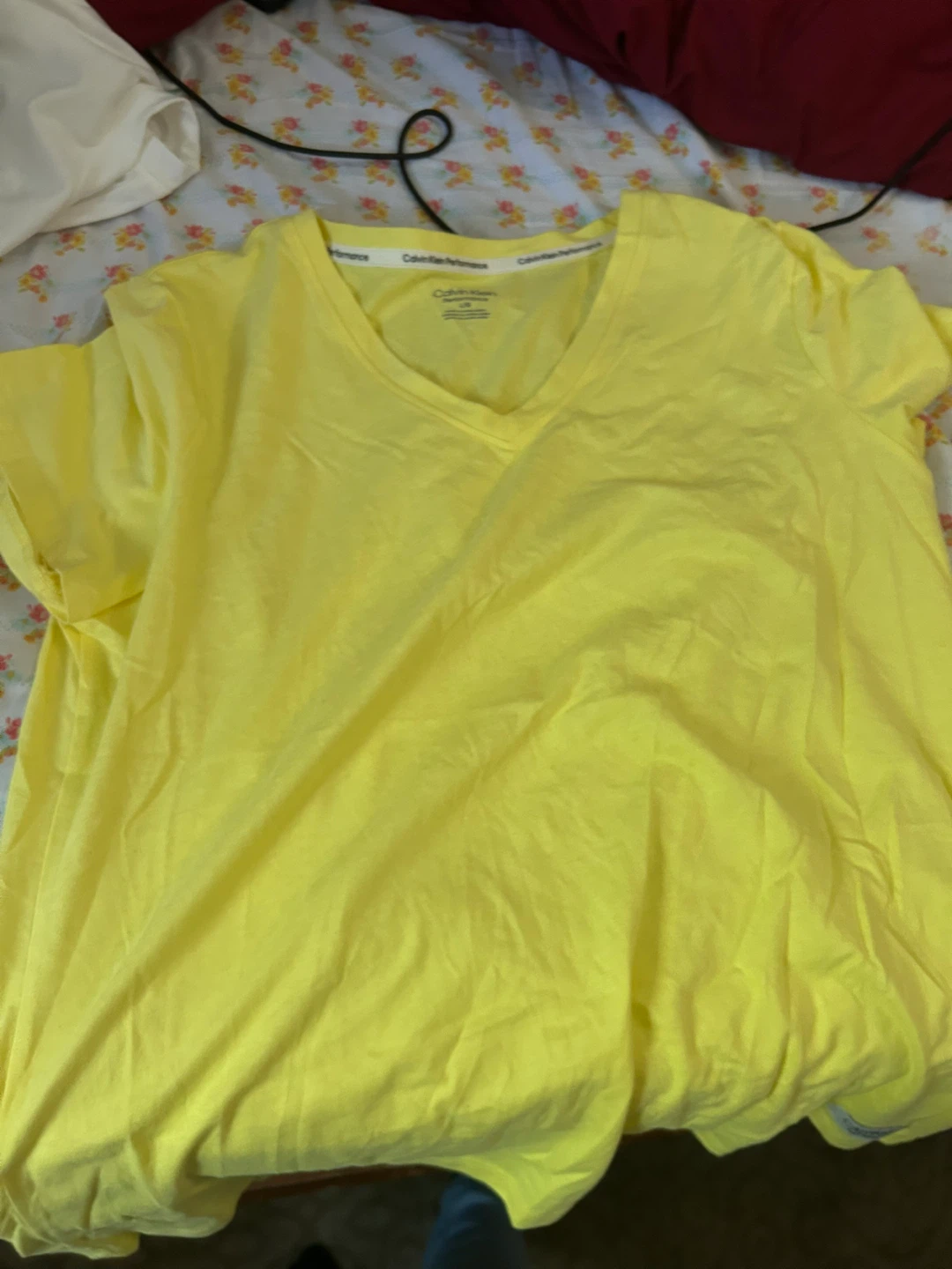 Calvin Klein Performance Yellow V-Neck T-Shirt