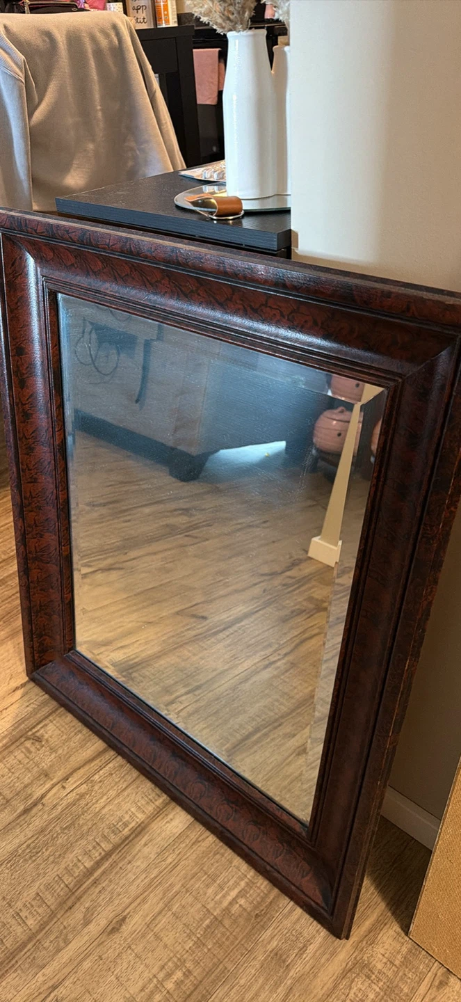 Large dark wood wall mirror