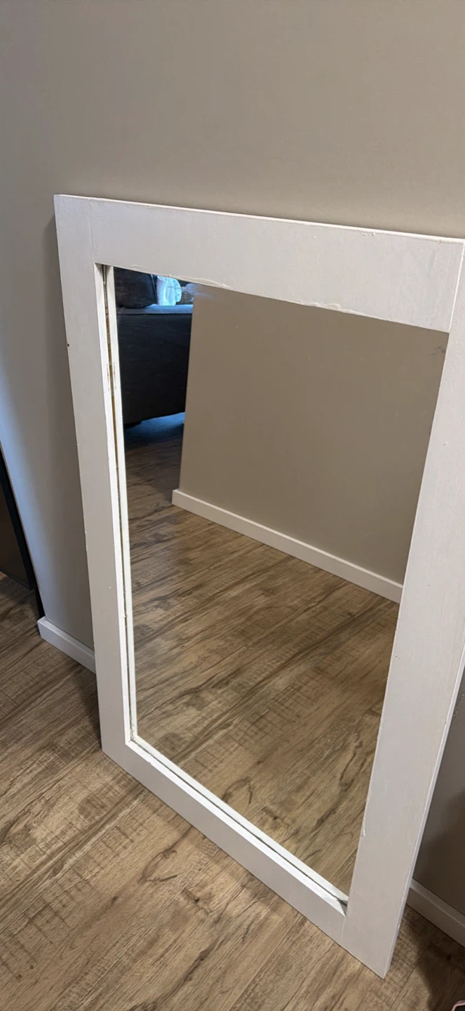 Large White Rectangular Wall Mirror