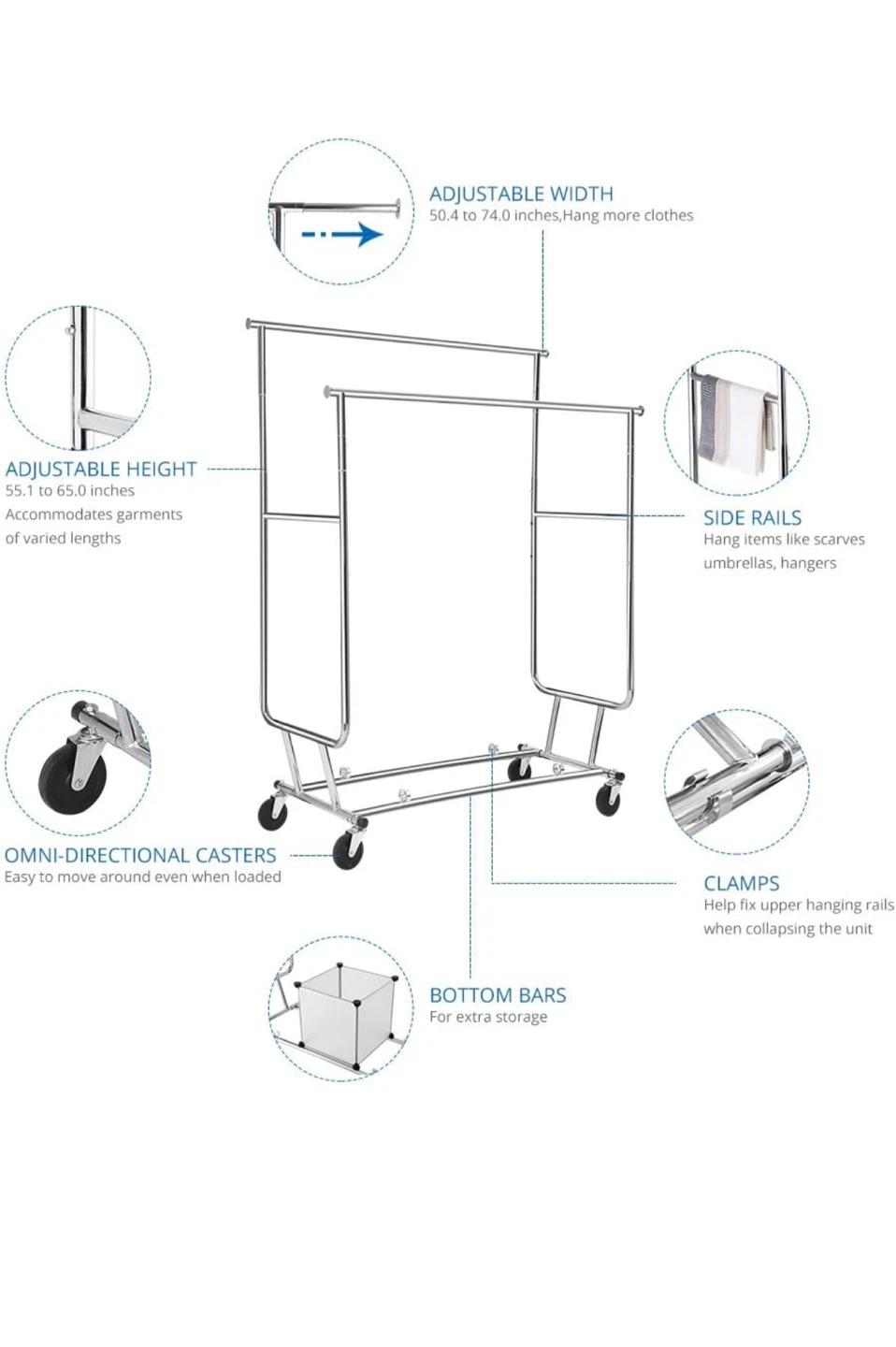 Commercial Grade Clothing Rack Rolling, Heavy Duty - photo 4