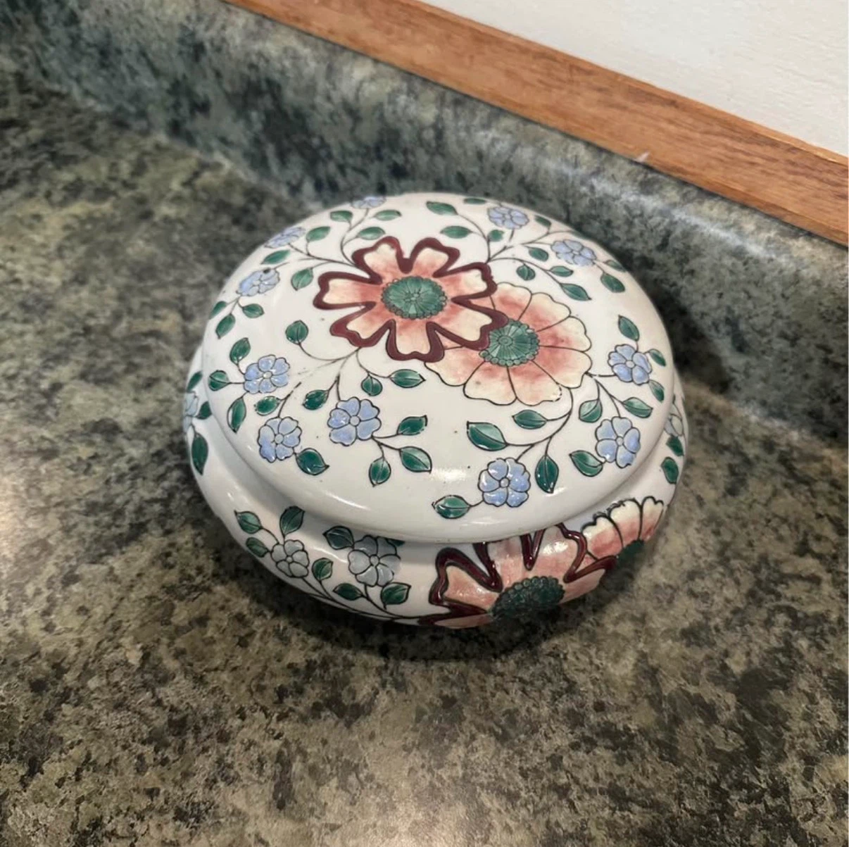 Vintage Floral Porcelain Trinket Box