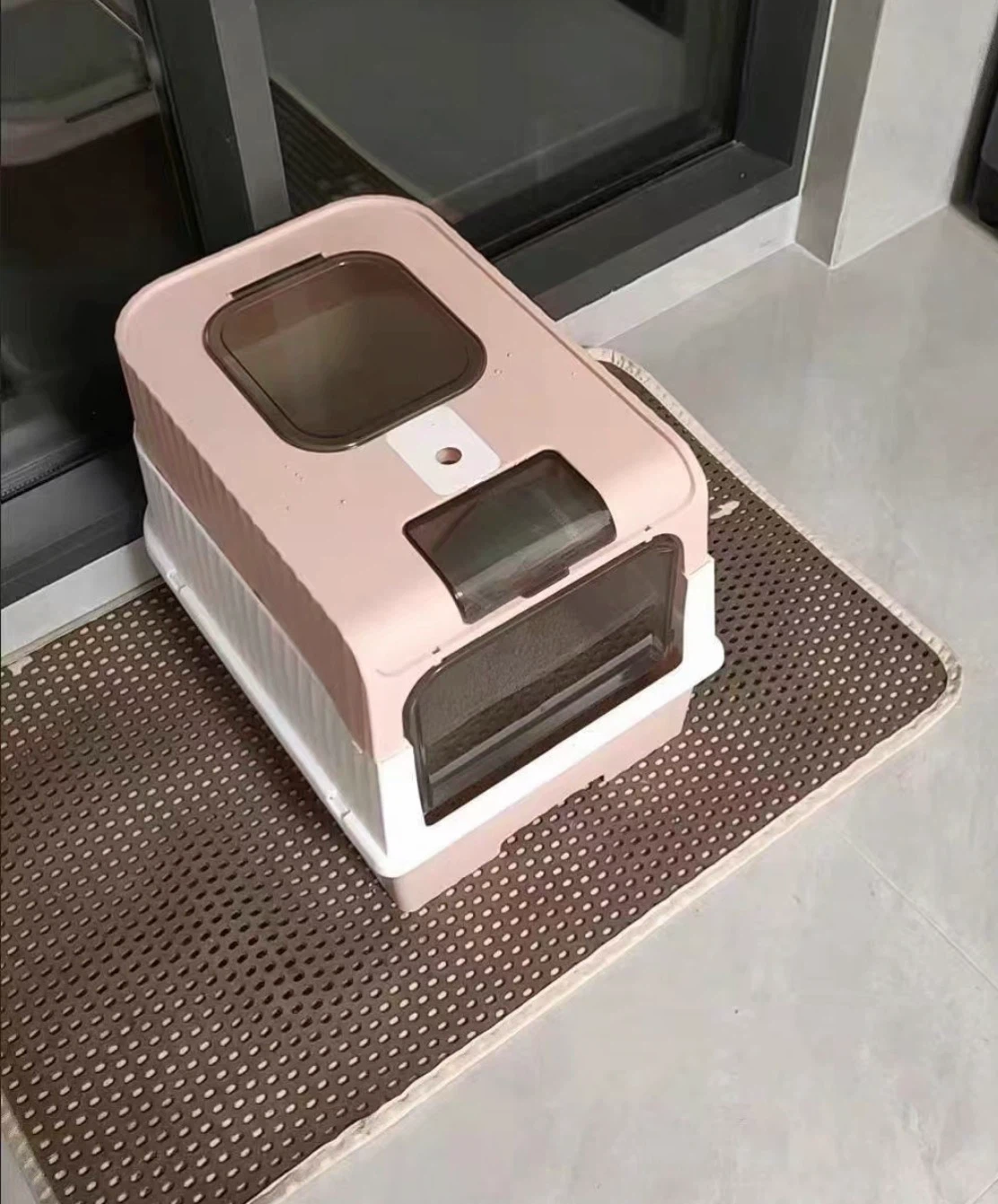 Pink and White Enclosed Cat Litter Box - photo 3