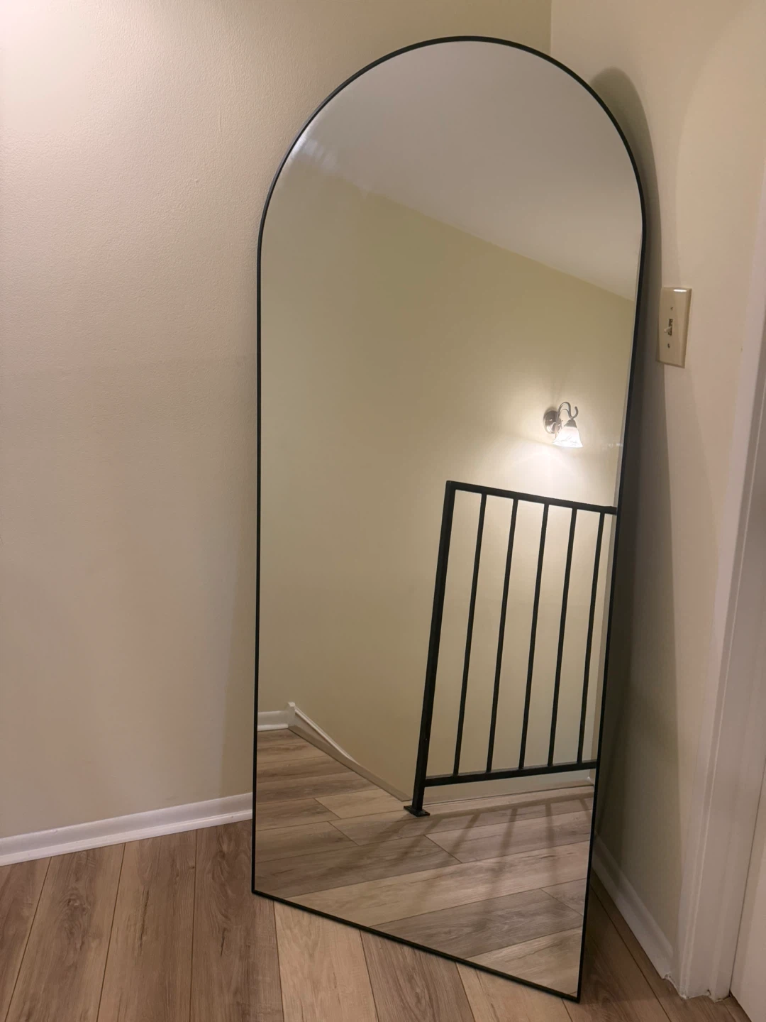 Arched Floor Mirror, Black - photo 2