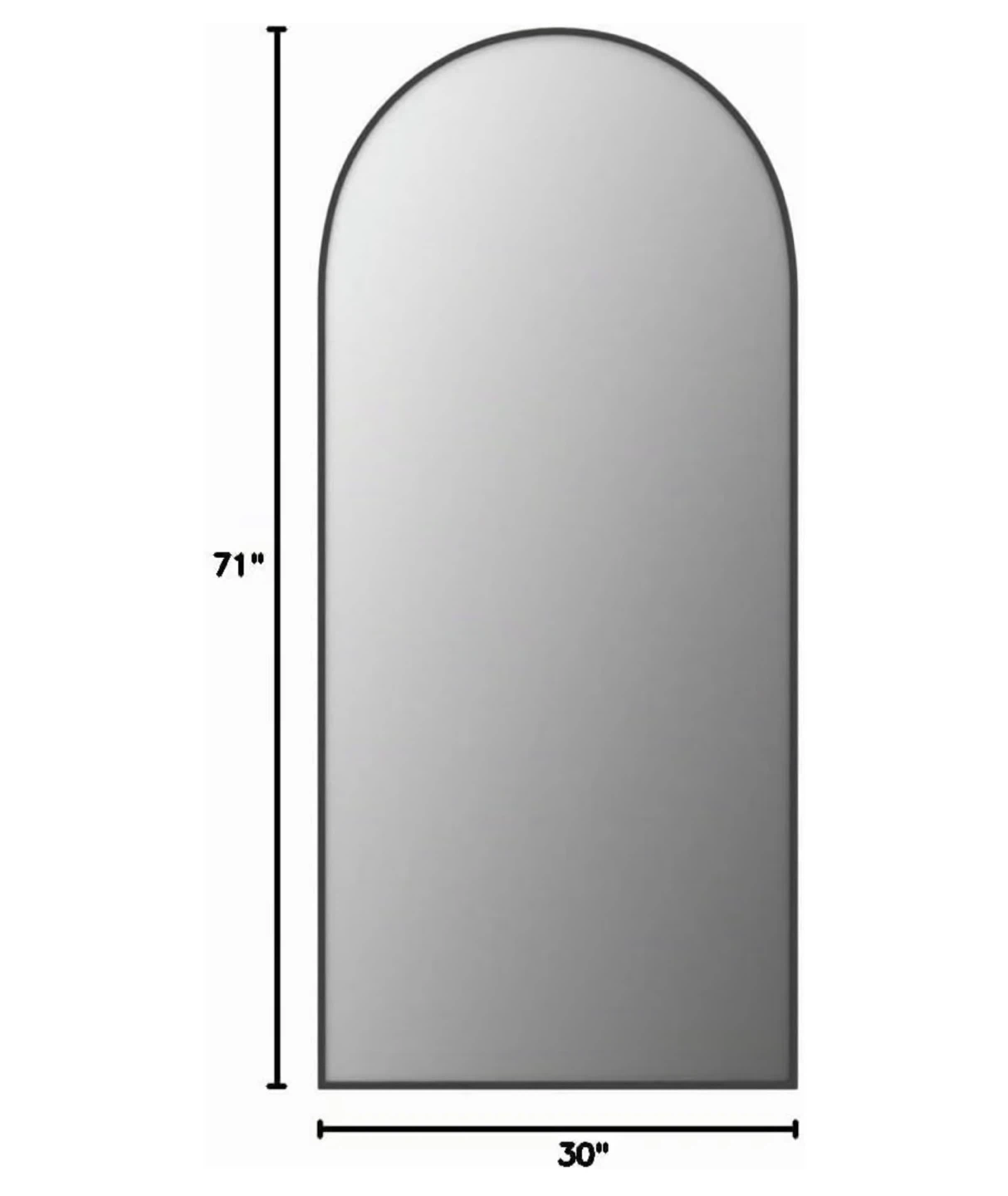 Arched Floor Mirror, Black - photo 5