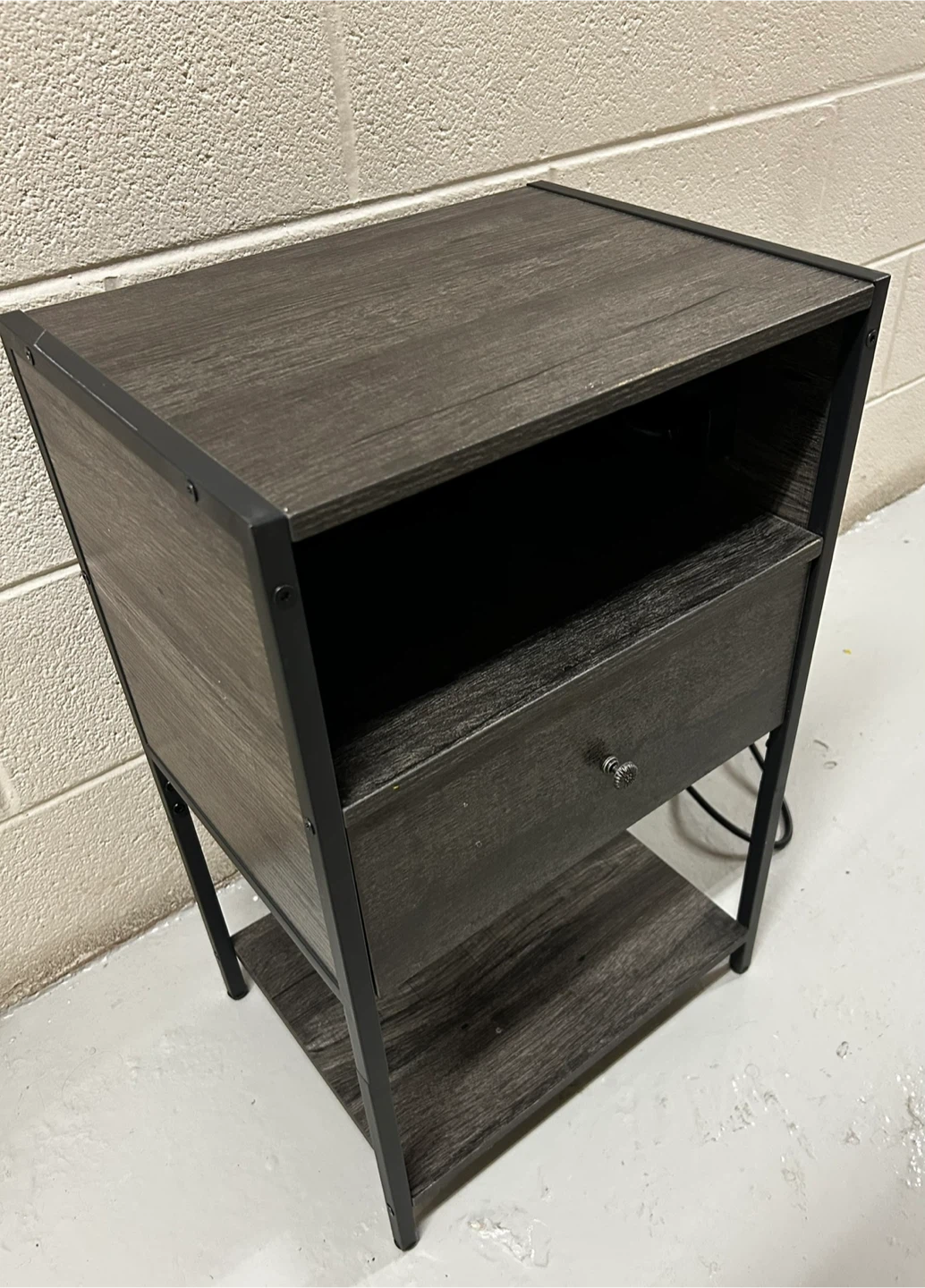SALE Gray Wood Nightstand with Built-in Charging Station - photo 3