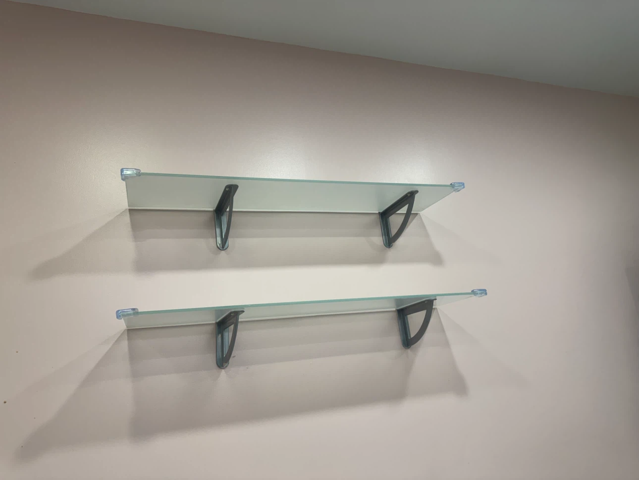 Two Frosted Glass Wall Shelves