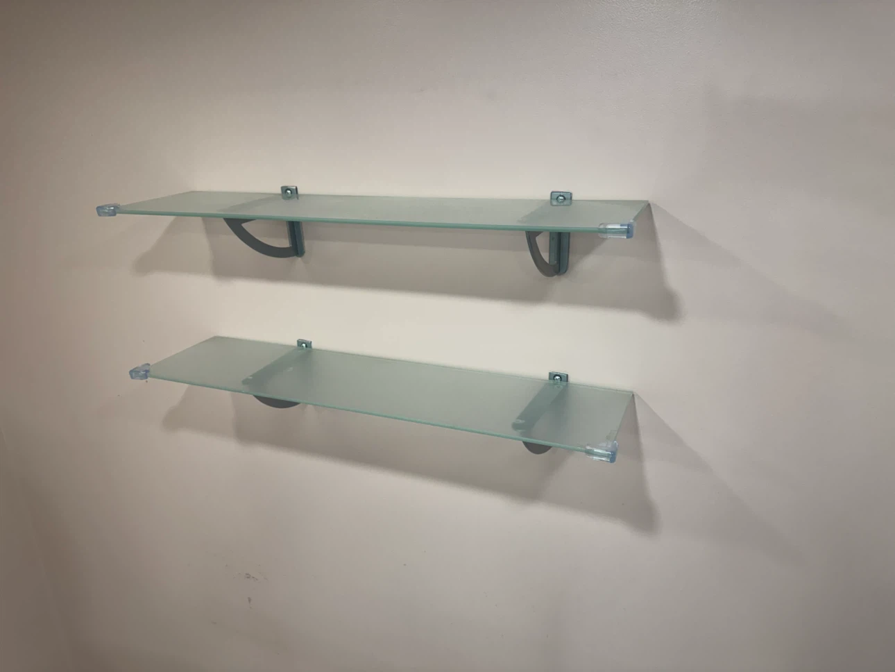 Two Frosted Glass Wall Shelves - photo 2