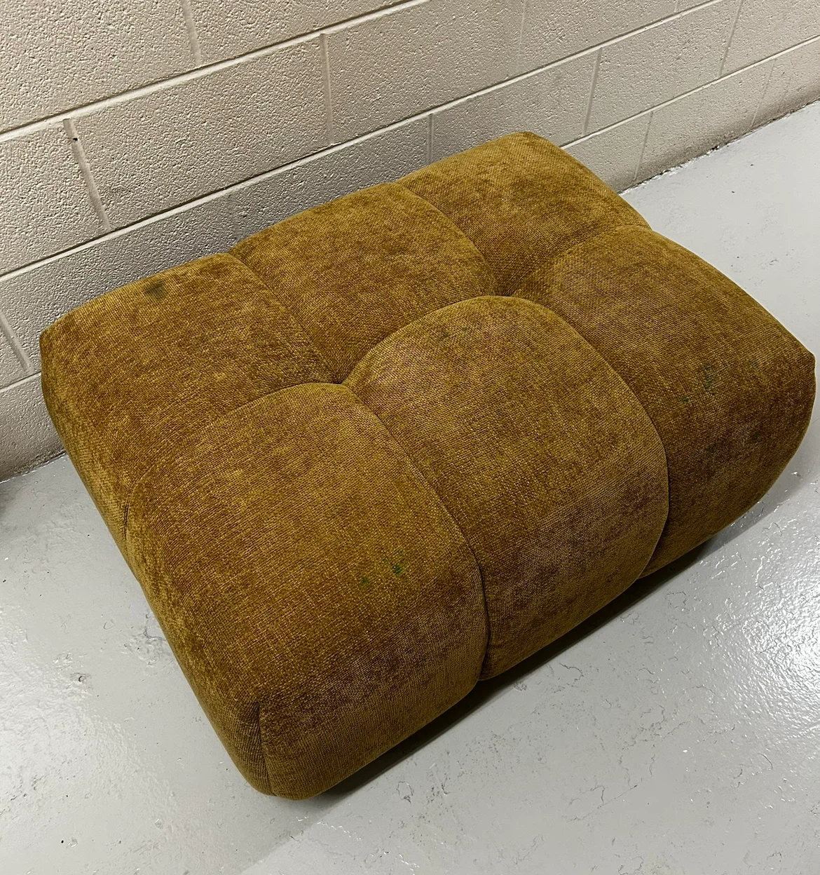 SALE Mustard Yellow Fabric Ottoman