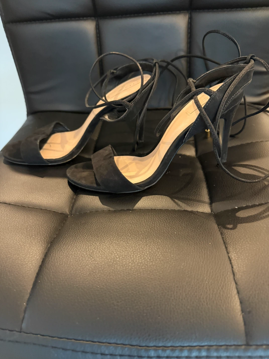 ALDO Black Lace-Up Heeled Sandals
