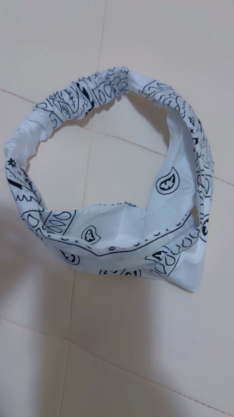 White and Black Paisley Headband