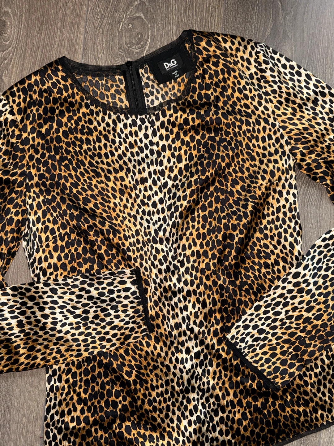 D&G Dolce & Gabbana silk Leopard Print Long Sleeve Top