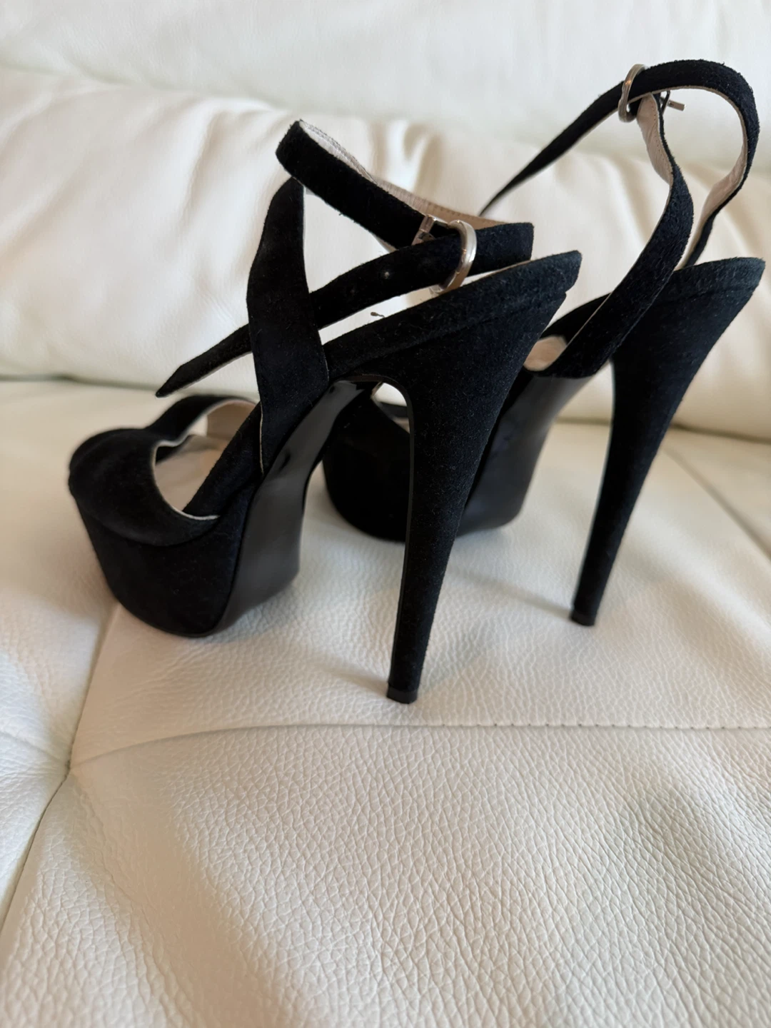 Black Suede Platform Heels - photo 2