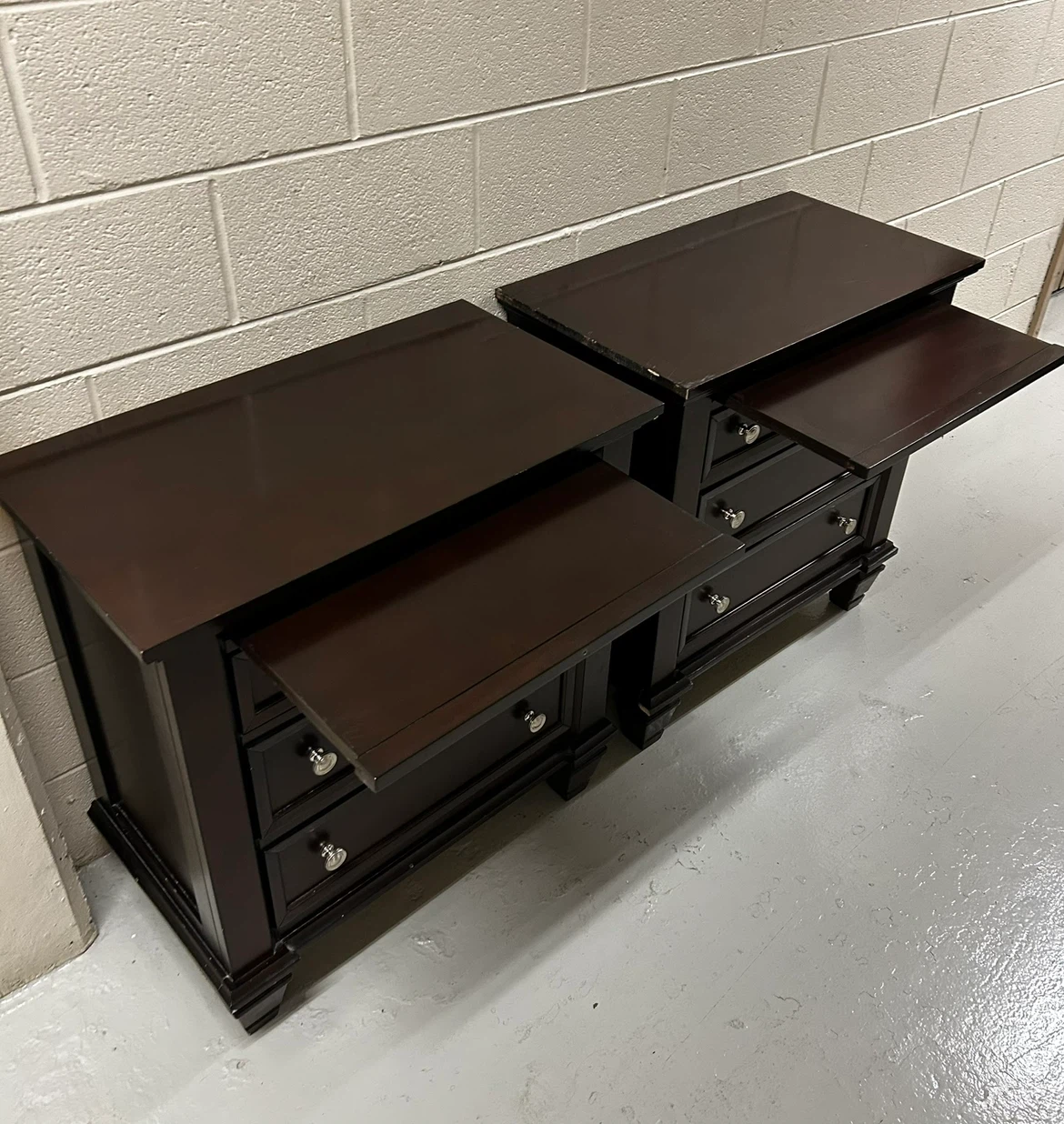 SALE Set of Two Dark Brown Wooden Nightstands - photo 2