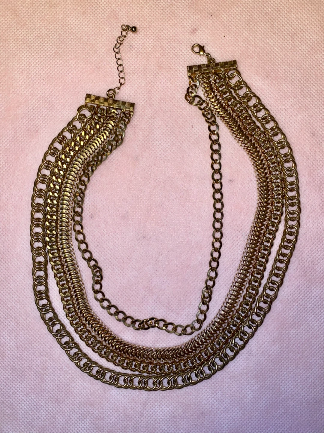 Gold Tone Multi-Layer Chain Necklace