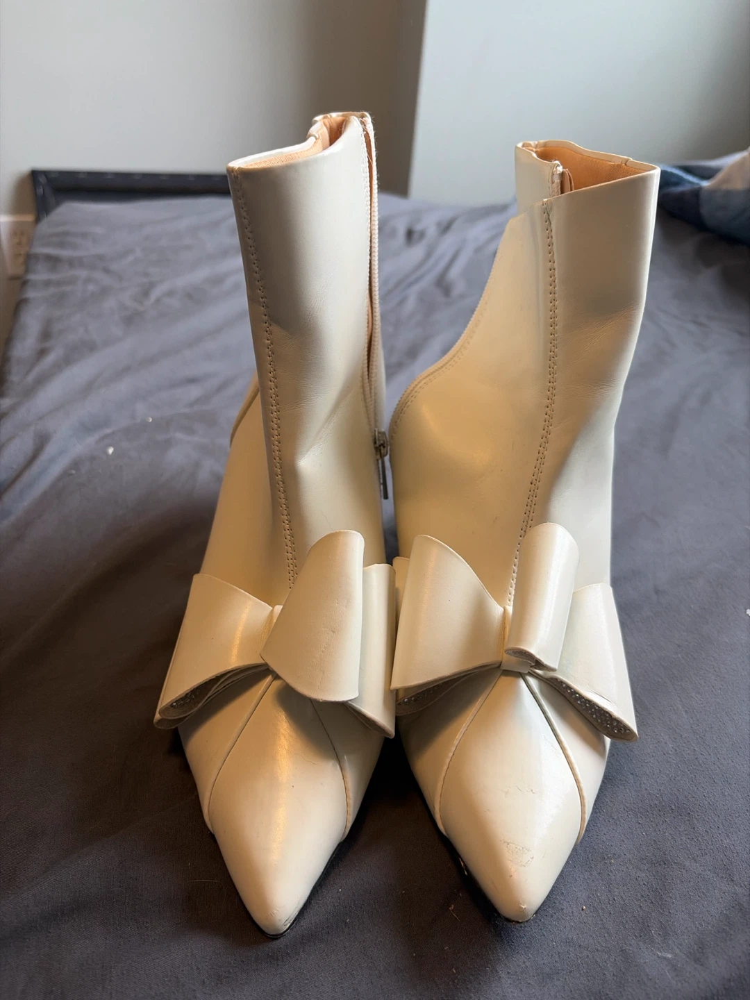 Cream Bow Ankle Boots - photo 2