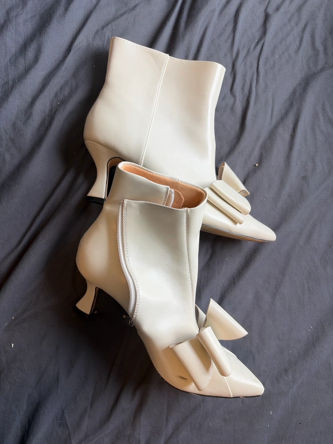 Cream Bow Ankle Boots - photo 3