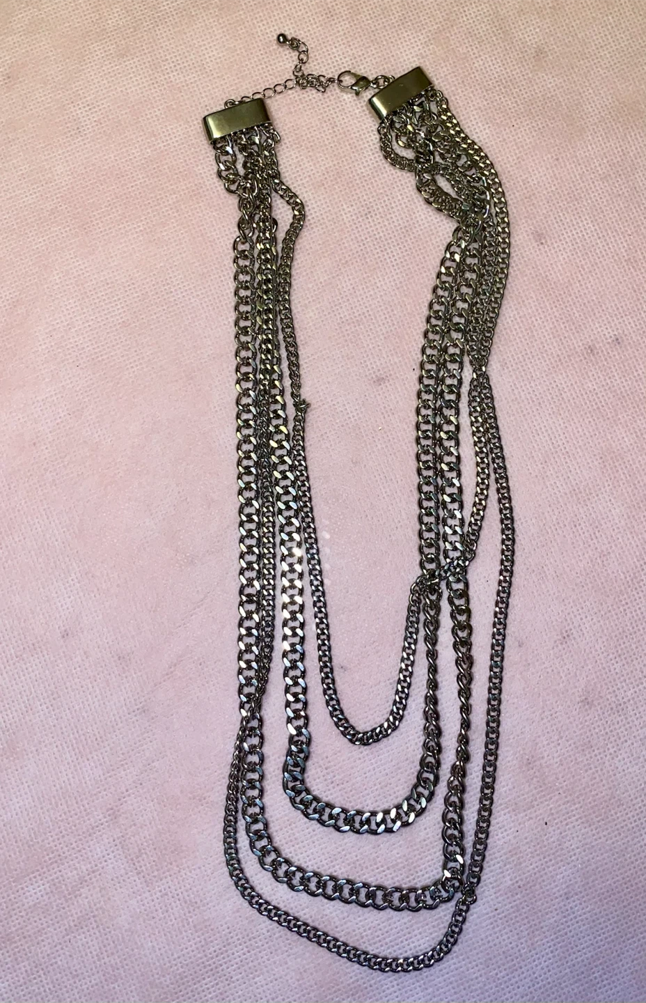Silver-Tone Multi-Layer Chain Necklace