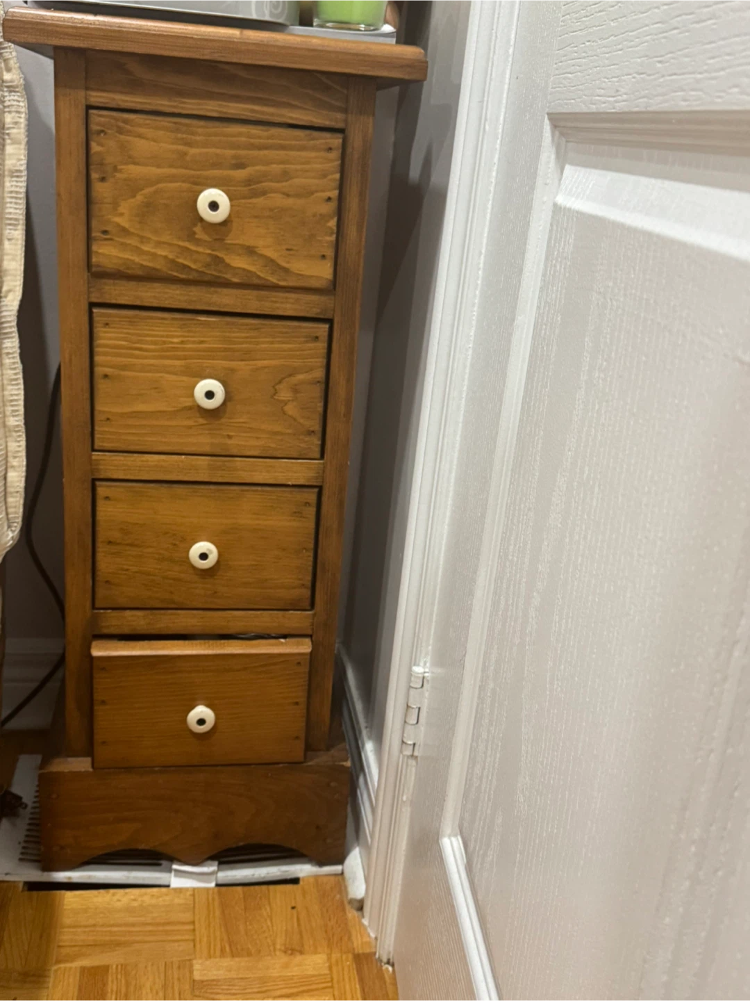 Solid Wood 4-Drawer Tall Storage Unit