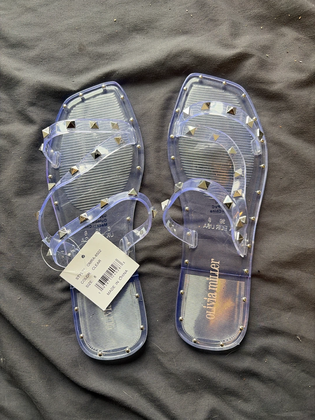 Olivia Miller Clear Studded Sandals