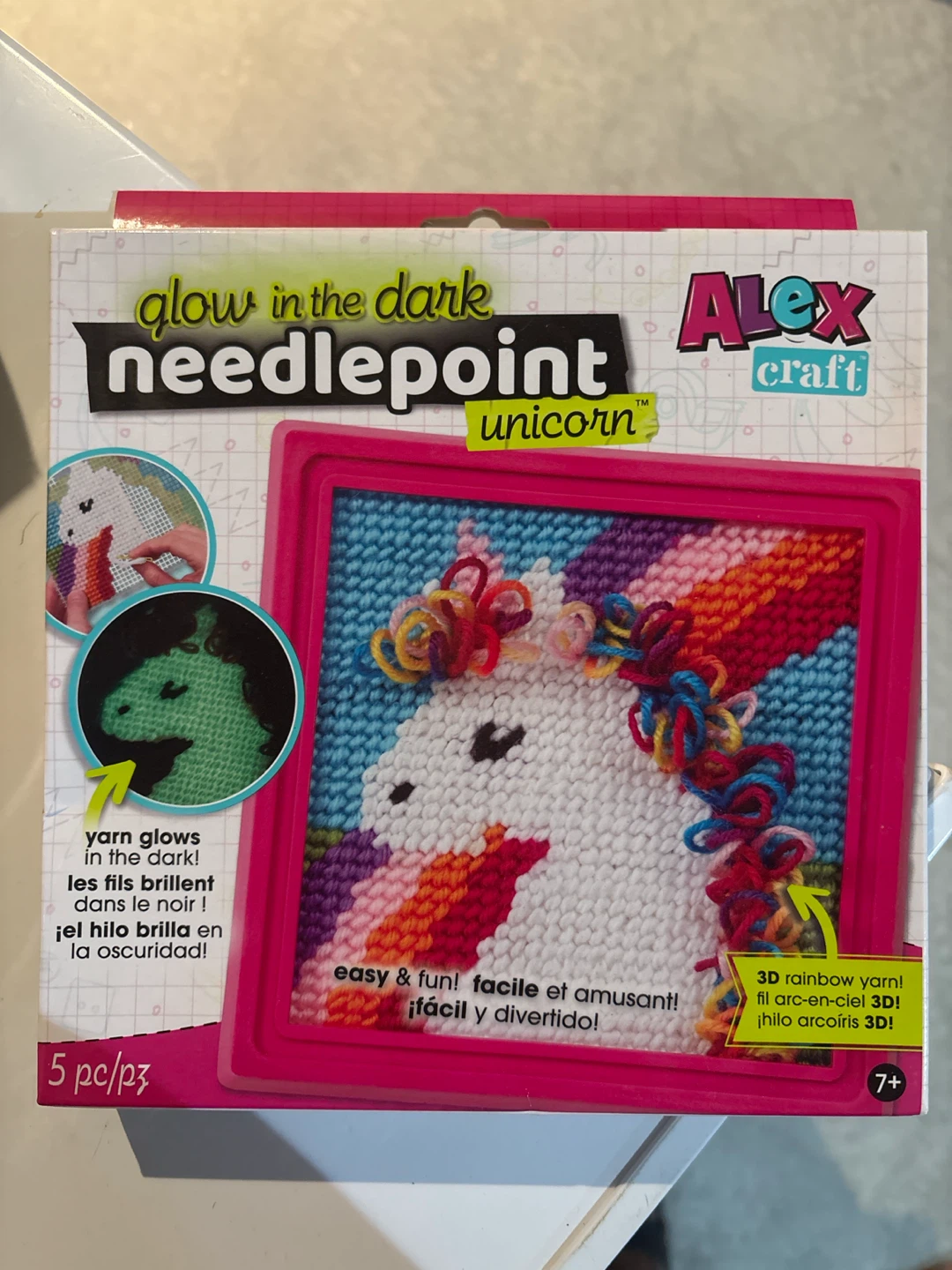 Alex Craft Glow in the Dark Unicorn Needlepoint Kit