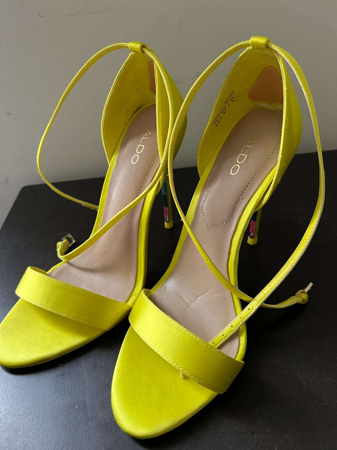 ALDO Neon Yellow Strappy Stiletto Heels