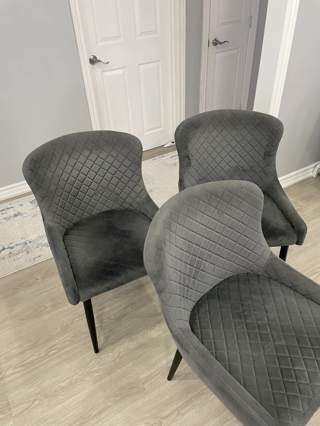 Set of  6?Grey Velvet Dining Chairs - photo 2