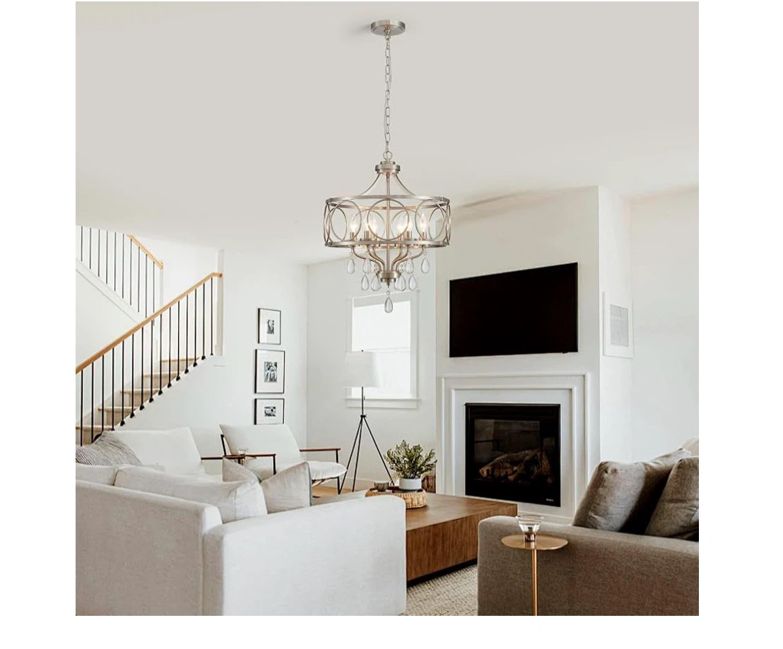 Crystal Chandeliers for Dining Room,17.7" Brushed Nickel - photo 5
