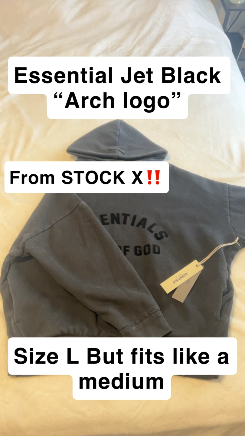 Essentials Jet Black Arch Logo Hoodie