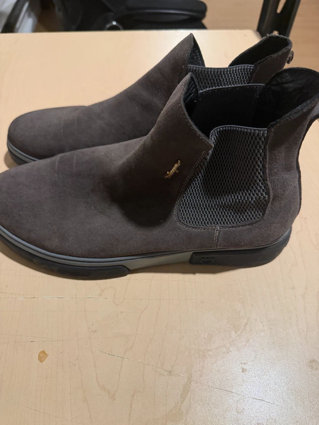 Salvatore Ferragamo Grey Suede Chelsea Boots