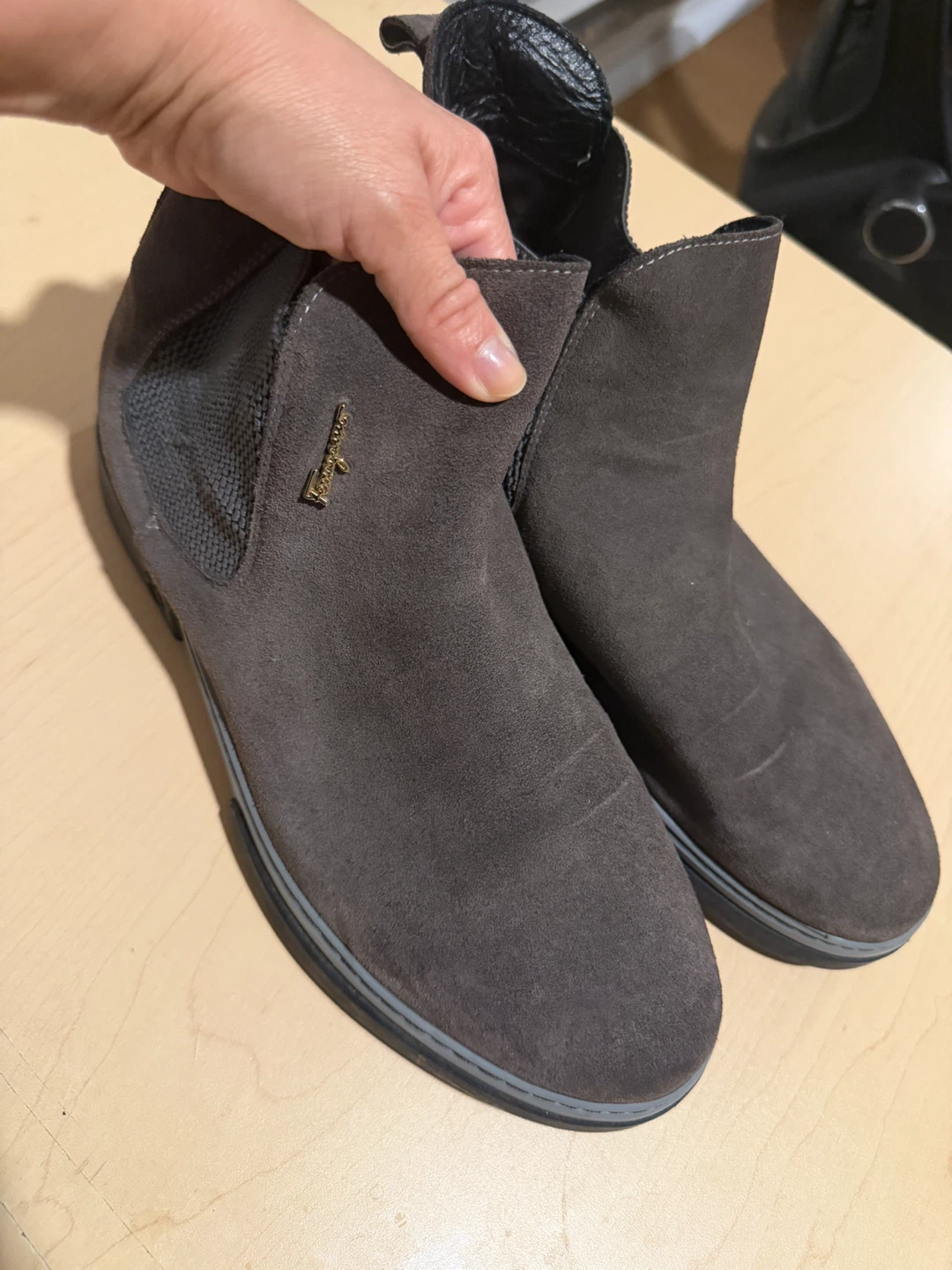 Salvatore Ferragamo Grey Suede Chelsea Boots - photo 3