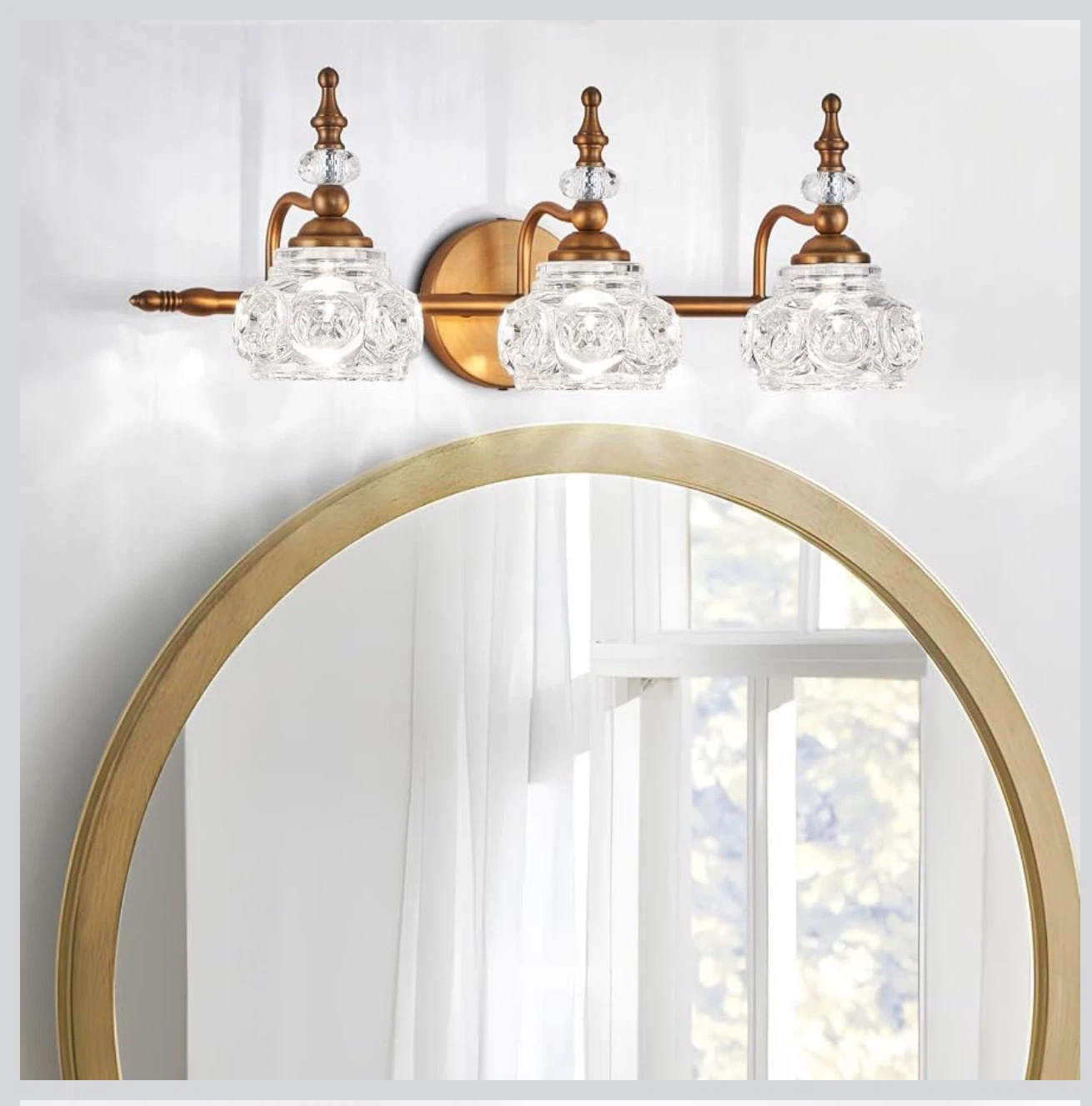Vintage Vanity Light Fixture, 3 Lights Bathroom Lighting